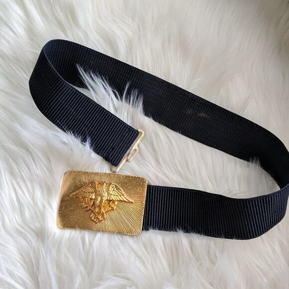 Belt Vintage Large Gold Eagle Buckle Shiny America - Picture 3 of 11